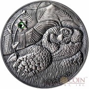 Andorra THE POND TURTLE 3rd coin - EUROPE EDITION of ATLAS of WILDLIFE Series 1oz Silver coin Antique finish 10 Diners Ultra High Relief with Swarovski crystal 2014